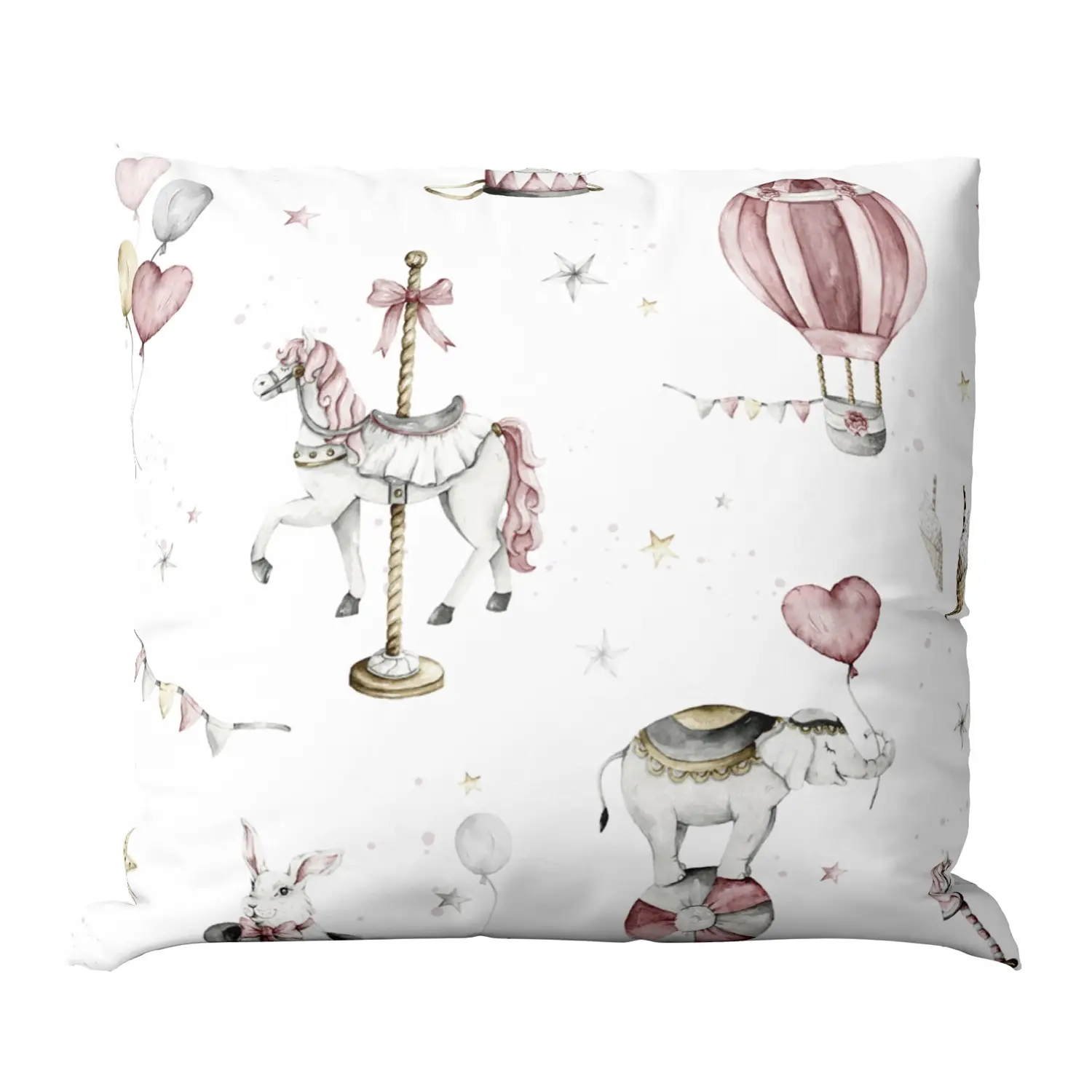 Poduszka Circus, druga strona brudny róż 40x40 - Poduszka 40x40 cm z wypełnieniem