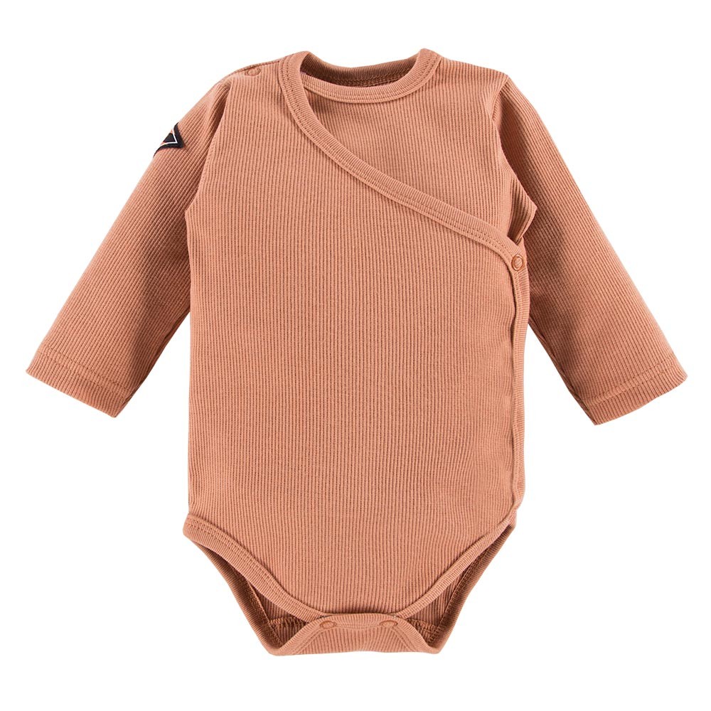Body dziecięce kopertowe w prążek beżowe EV