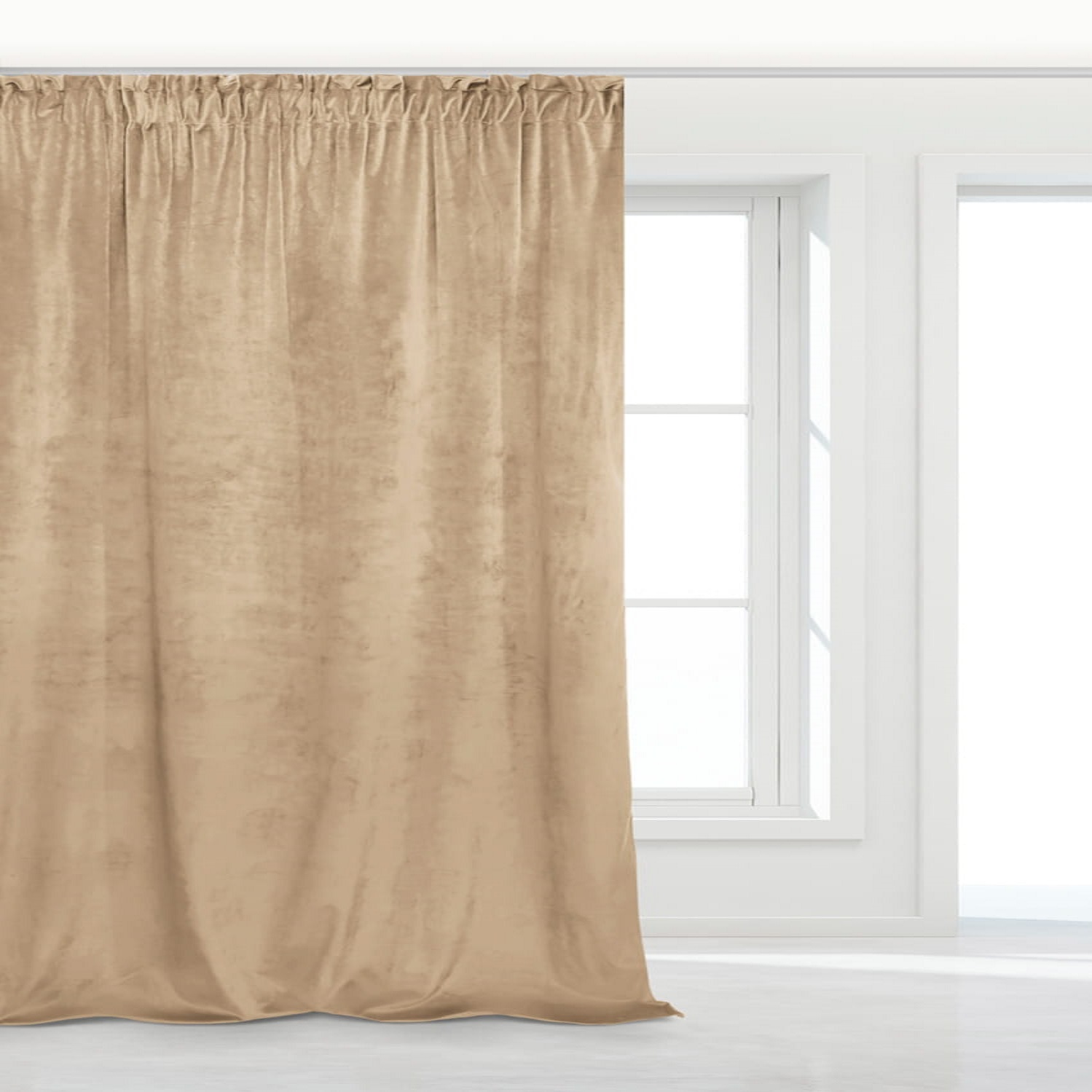 Beżowa Zasłona Welurowa Na Taśmie 140x300 Velvet Soft IN