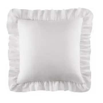 Poduszka biała z falbanką 40x40 cm - Poduszka z wypełnieniem 40x40 cm