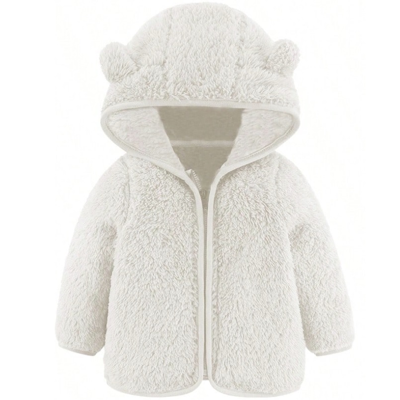Kurtka z kapturem boucle Biały Rozmiar do Wyboru NS - 2-3 Lata