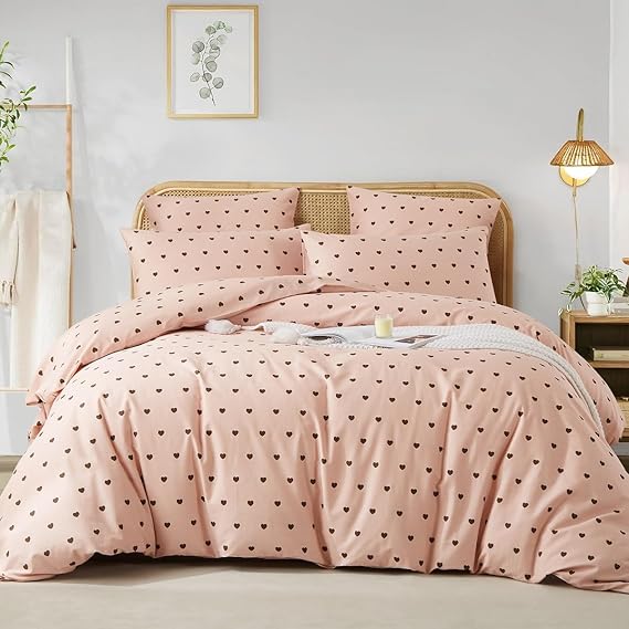 Komplet pościeli bawełnianej 140x200 cm Serduszka AMA