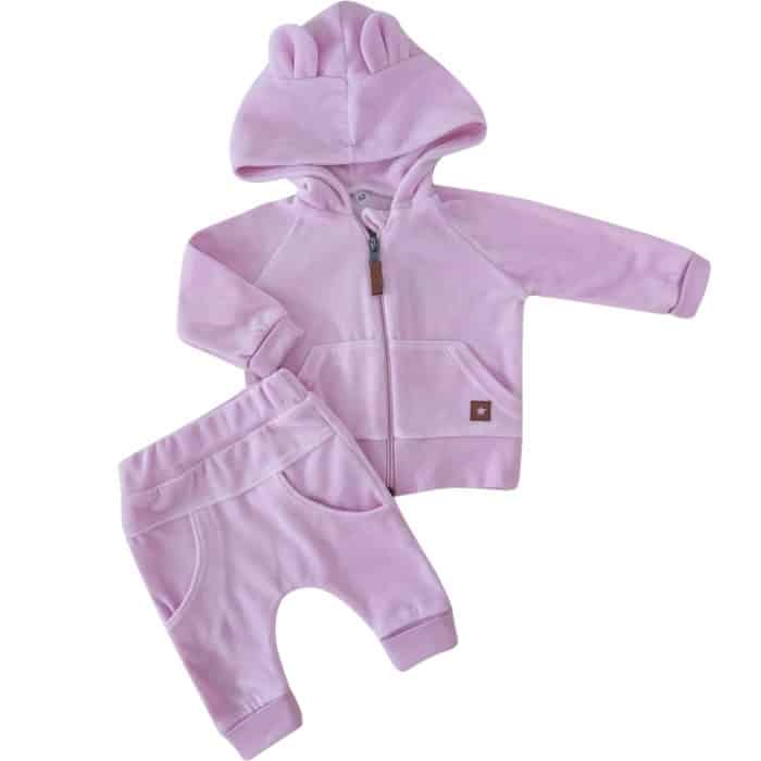 DRES NIEMOWLĘCY WELUROWY Z USZKAMI BABY PINK ZZ - 56