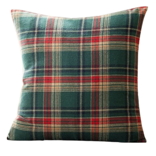 Poszewka dekoracyjna na poduszkę krata zielona 45x45cm ns