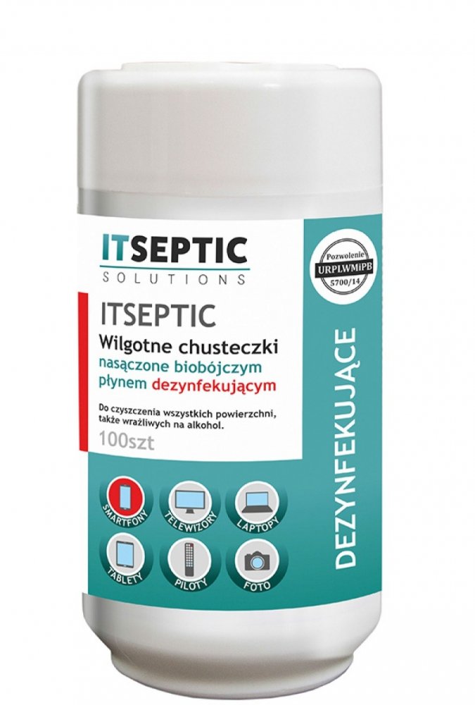Chusteczki czyszcząco-dezynfekujące Itseptic, do powierzchni i sprzętu, 9x13.5 cm, 100 sztuk