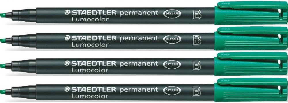 4x Foliopis Staedtler Lumocolor, ścięta, 1-2.5mm (B), zielony