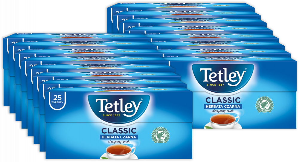 16x Herbata czarna w torebkach Tetley Classic, 25 sztuk x 1.5g