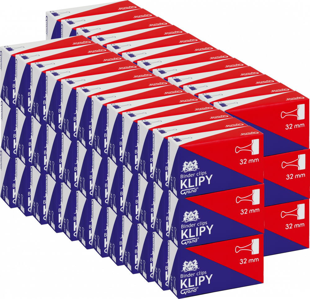 120x Klip biurowy Grand, 32 mm, 12 sztuk, czarny