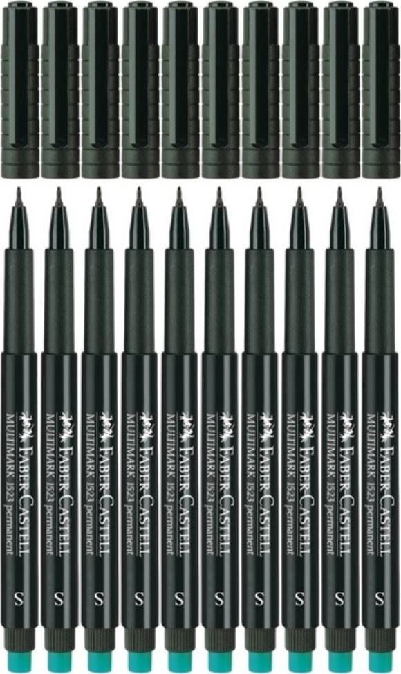 10x Foliopis Faber-Castell, Multimark, okrągła, 1 mm (M), czarny