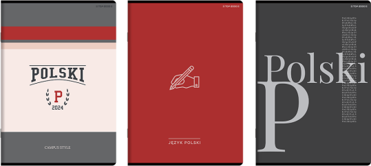 3x Zeszyt przedmiotowy w linie TOP 2000 Megamix Język Polski, A4, 60 kartek, mix wzorów