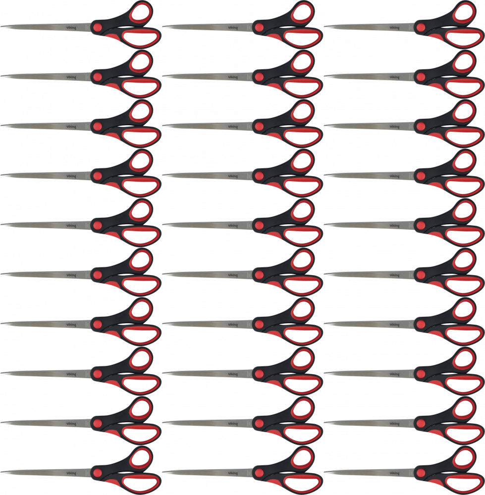 36x Nożyczki biurowe Viking, 26cm, czarno - czerwony