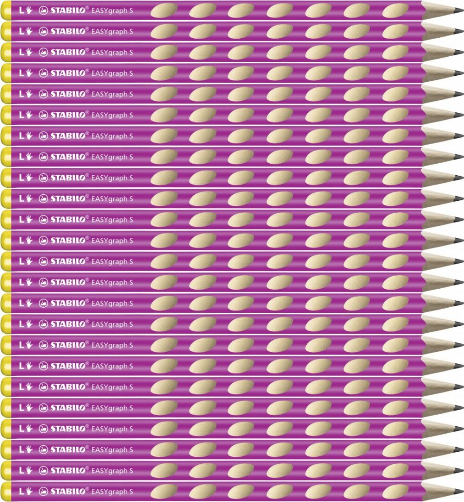 24x Ołówek Stabilo EASYgraph S, HB, cienki, dla leworęcznych, różowy