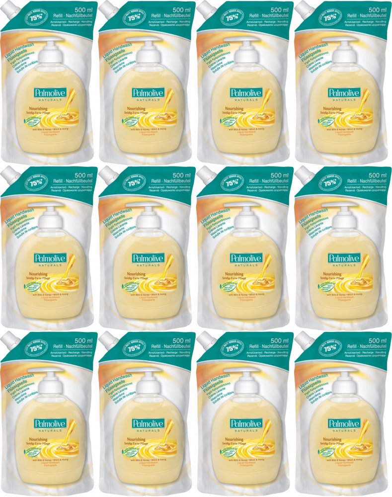 12x Mydło w płynie Palmolive, mleko i miód, zapas, 500ml