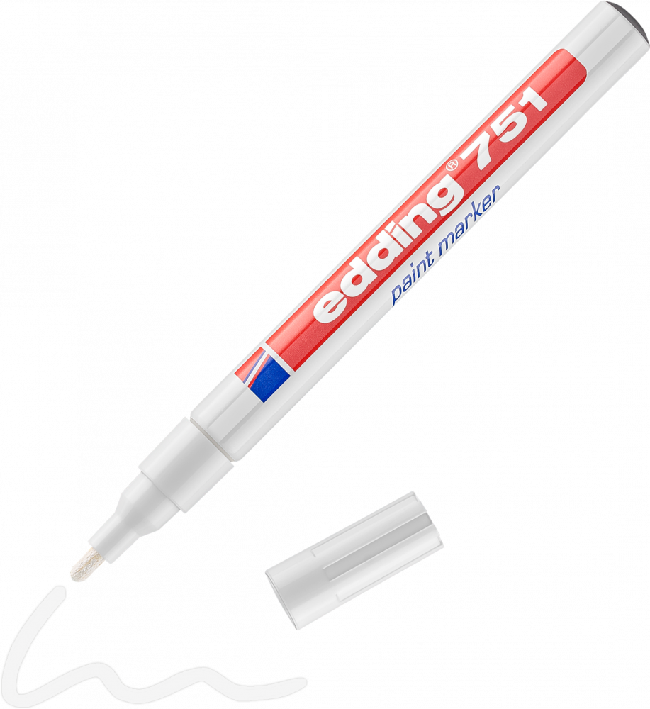Marker olejowy edding 751, w aluminiowej obudowie, okrągła, 1-2mm, biały