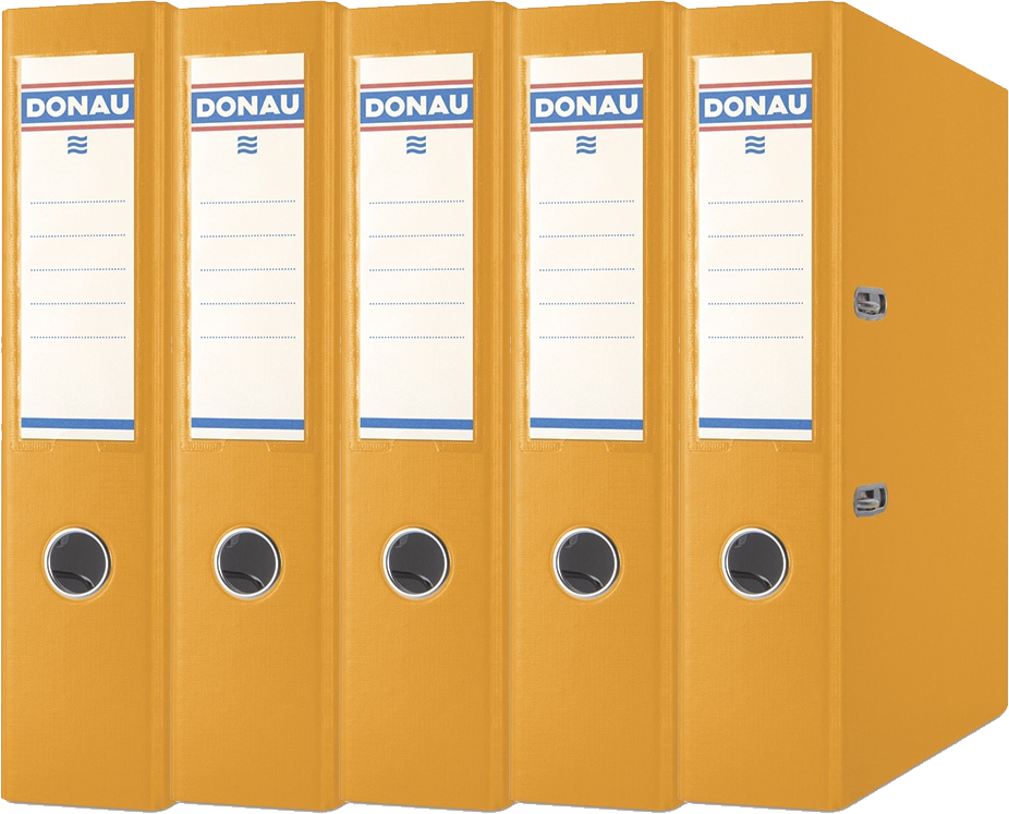 5x Segregator A4 Donau Master, szerokość grzbietu 75mm, do 500 kartek pomarańczowy