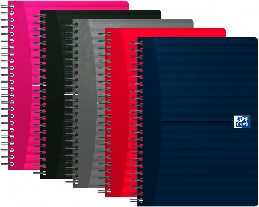 5x Kołonotatnik Oxford Essentials, A5, w kratkę, 90 kartek, okładka kartonowa, mix wzorów