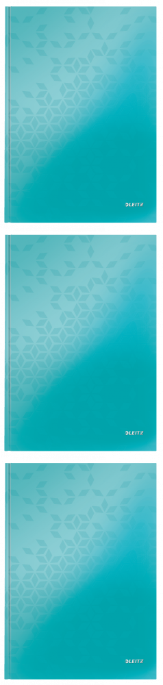 3x Brulion w kratkę Leitz Wow, A4, twarda oprawa, 80 kartek, turkusowy