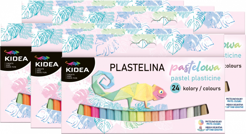 6x Plastelina Kidea, 24 sztuki, mix kolorów pastelowych