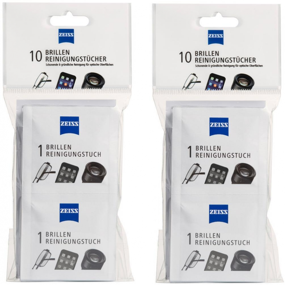2x chusteczki do czyszczenia okularów i wyświetlaczy Zeiss, 10 sztuk