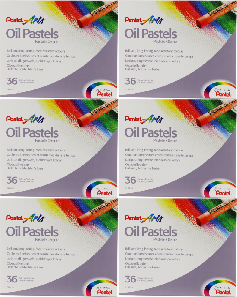 6x Pastele olejne Pentel, 36 kolorów
