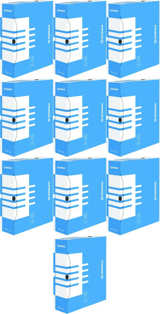 10x Pudło archiwizacyjne Donau, do luźnych dokumentów, 100mm, niebieski