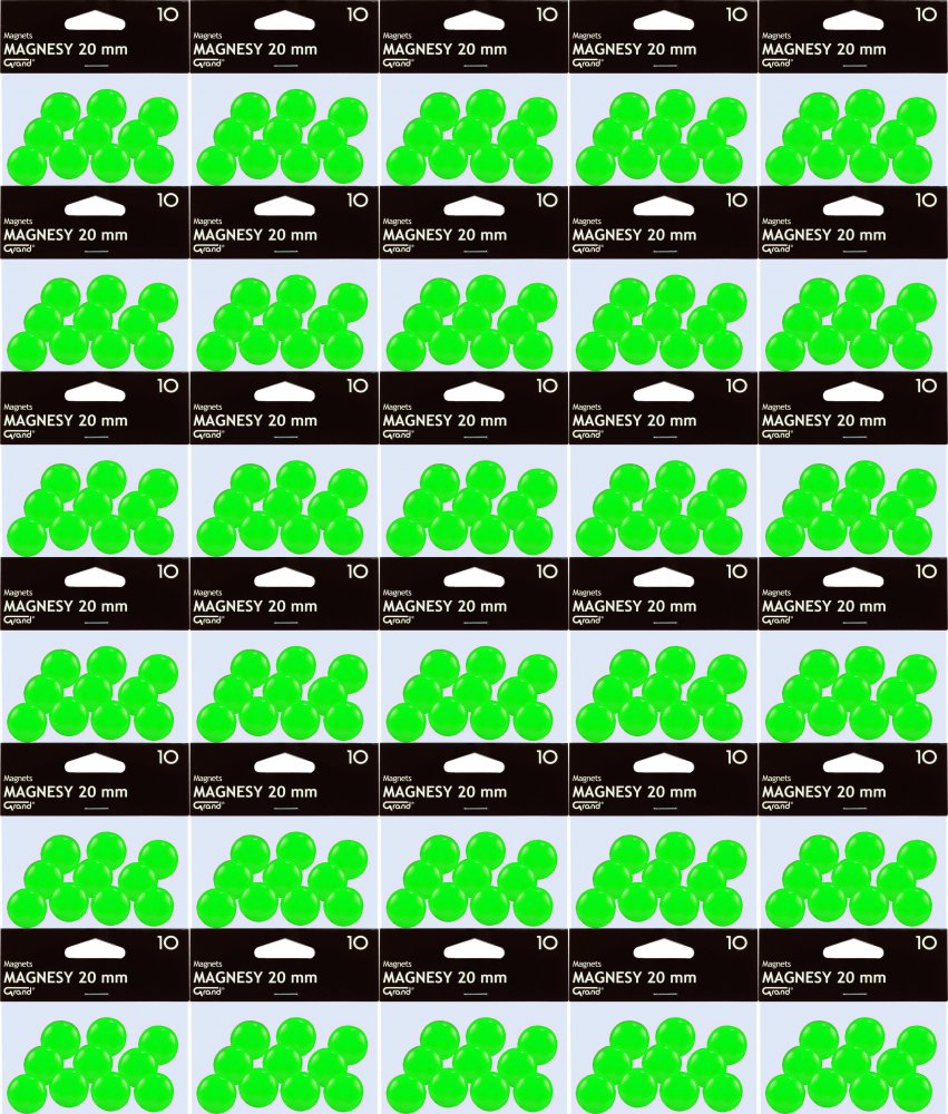 100x Magnesy Grand, 20mm, 10 sztuk, zielony