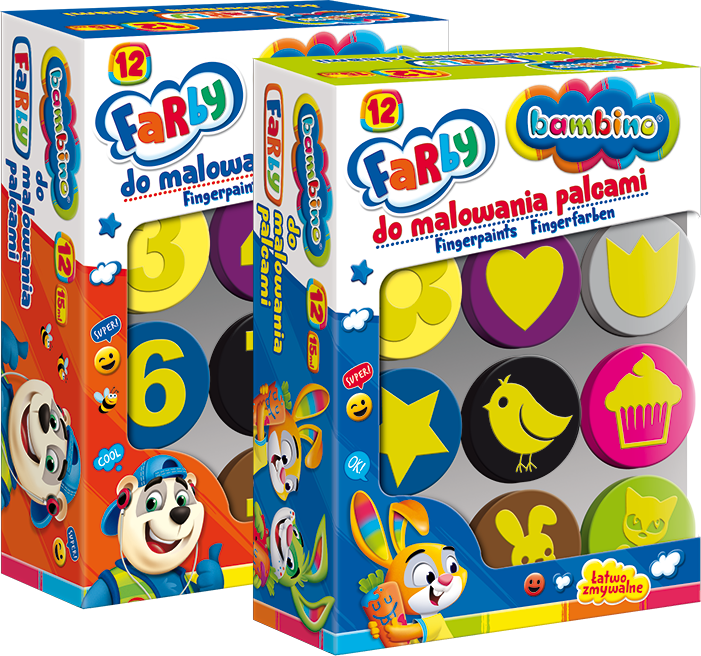 2x Farba do malowania palcami Bambino Zwierzaki Uczniaki, 15ml, 12 sztuk, mix kolorów