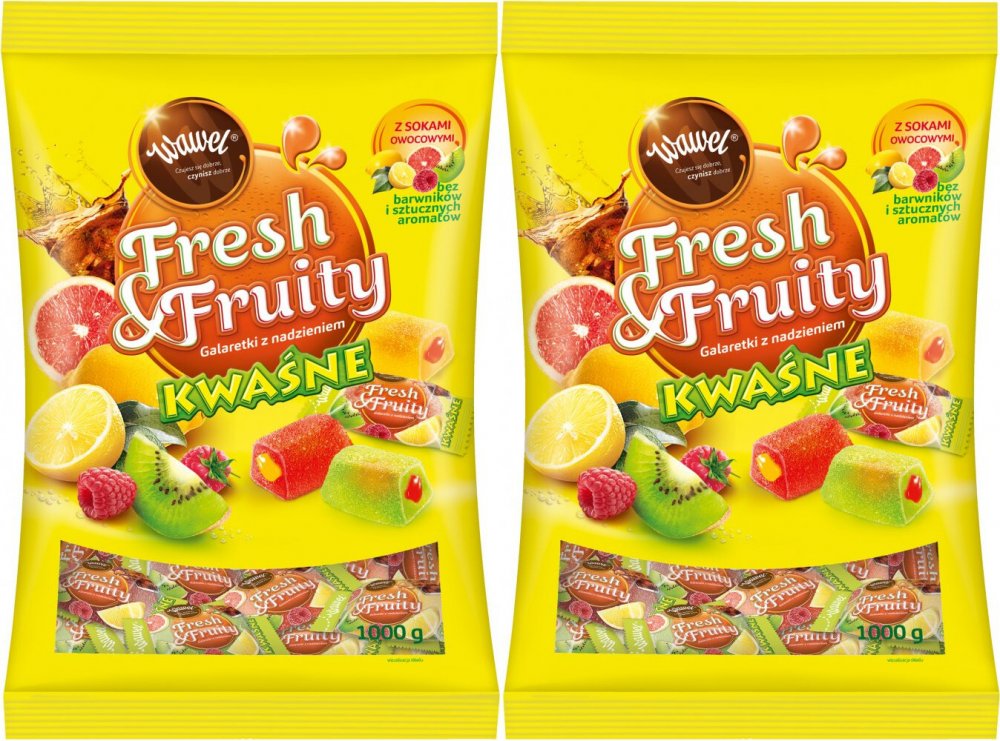 2x Galaretki Wawel Fresh&Fruity, kwaśne, 1kg