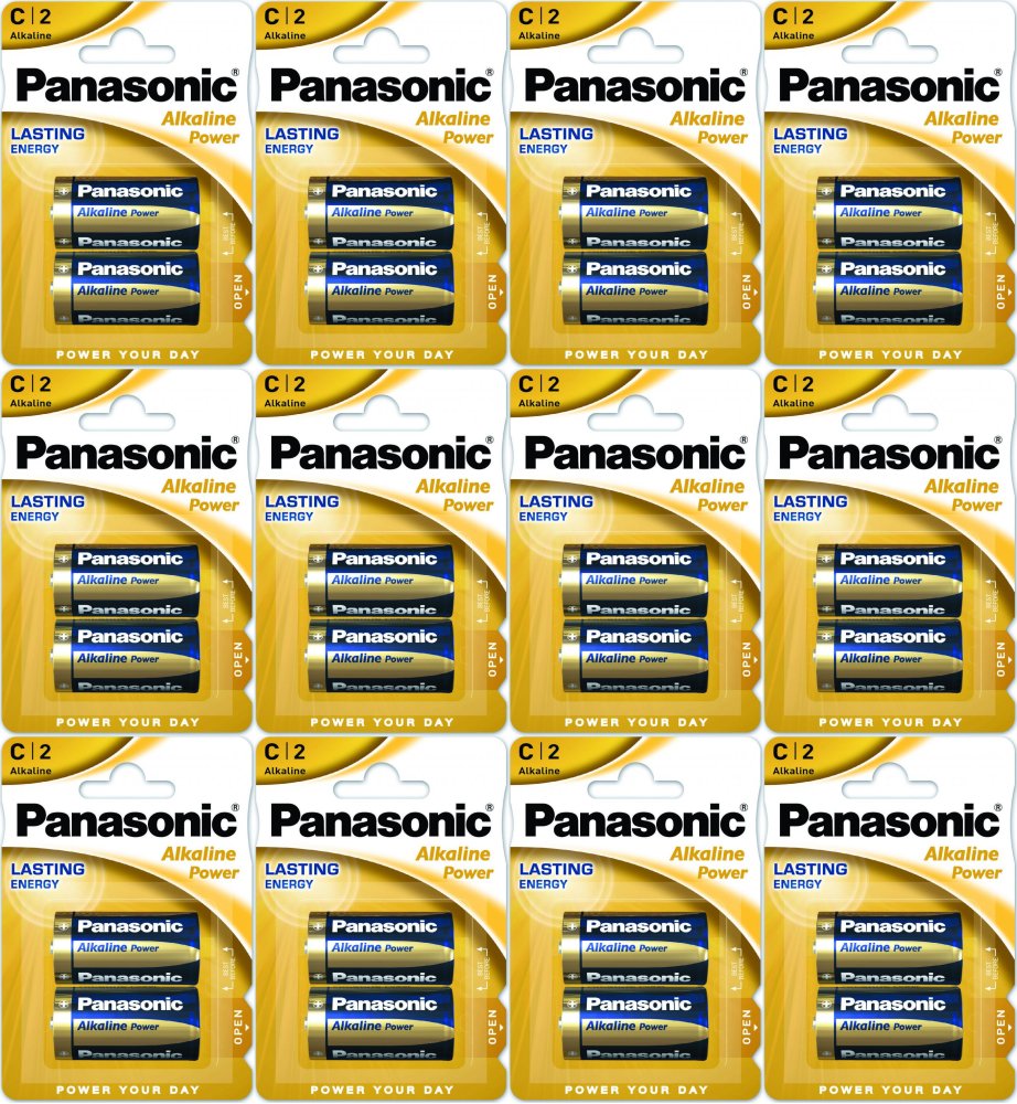 12x Bateria alkaliczna Panasonic, 1.5V, C/ LR14, 2 sztuki