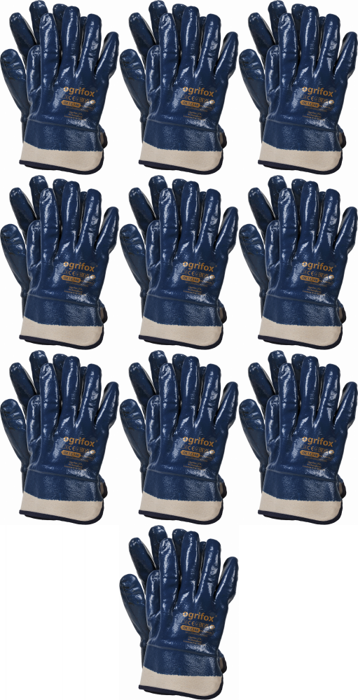 10x Rękawice robocze Ogrifox OX.12.148 Niterfull, powlekane, rozmiar 10, granatowy