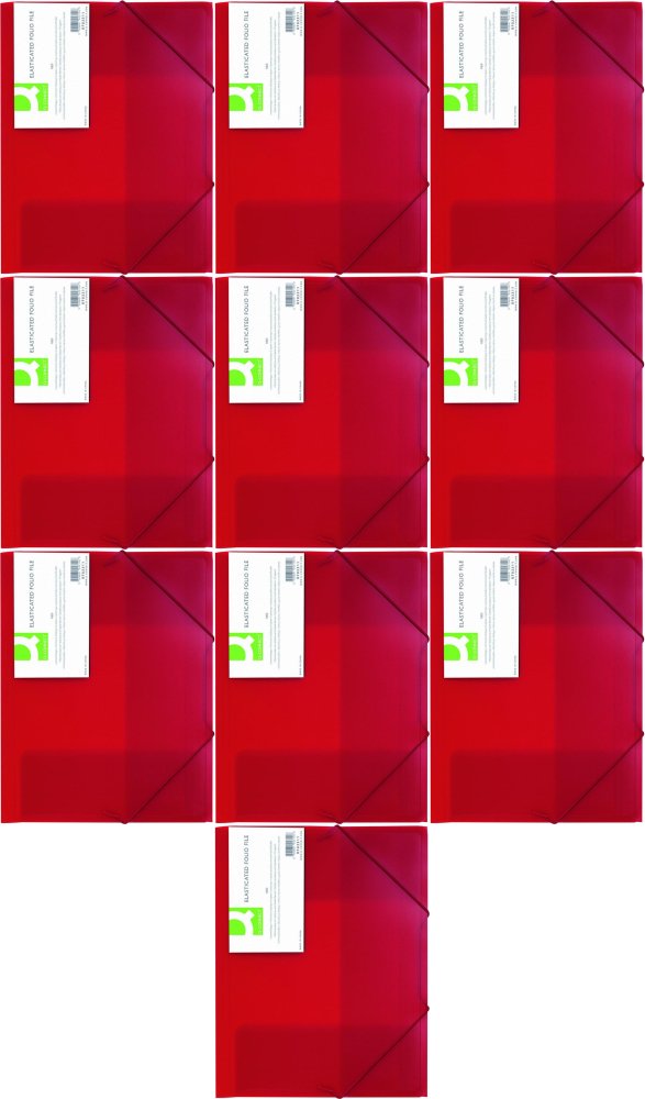 10x Teczka z gumką Q-connect, A4, plastikowa, 3-skrzydłowa, transparentny czerwony