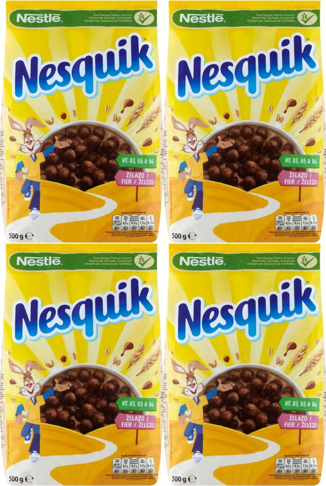 4x Płatki czekoladowe Nestle Nesquik, folia, 450g