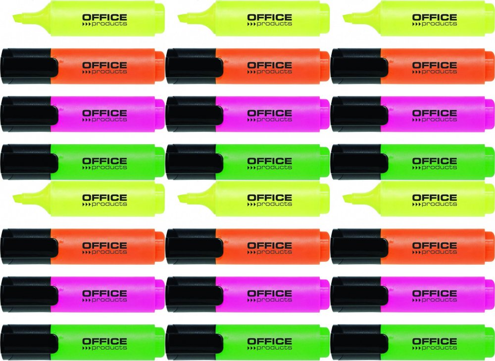 6x Zakreślacz Office Products, ścięta, 4 sztuki, mix kolorów