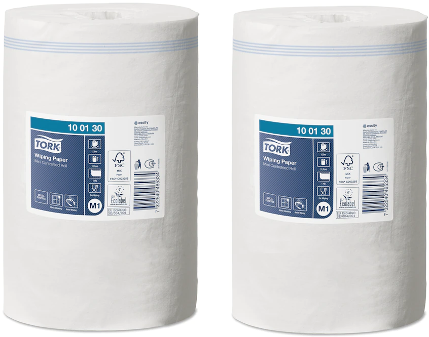 2x Czyściwo papierowe Tork 100130, do lekkich zabrudzeń, M1, 1-warstwowe, 120m, 1 rolka, biały