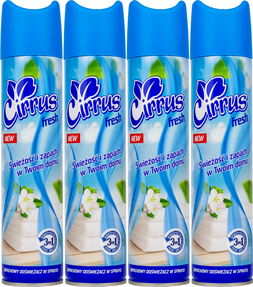 4x Odświeżacz powietrza Cirrus, spray, fresh, 300ml
