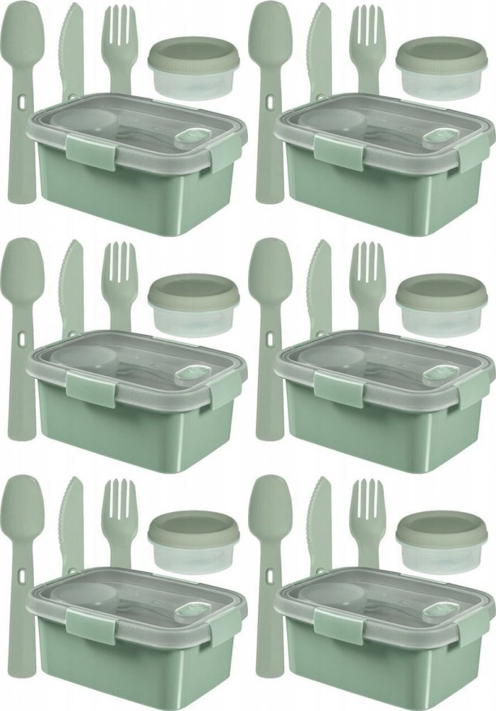 6x Pojemnik na żywność Curver Lunch Kit Smart To Go Eco Line, 1.2l, zielony