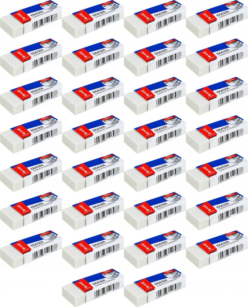 60x Gumka ołówkowa MemoBe biurowa, 58x21x11mm, biały