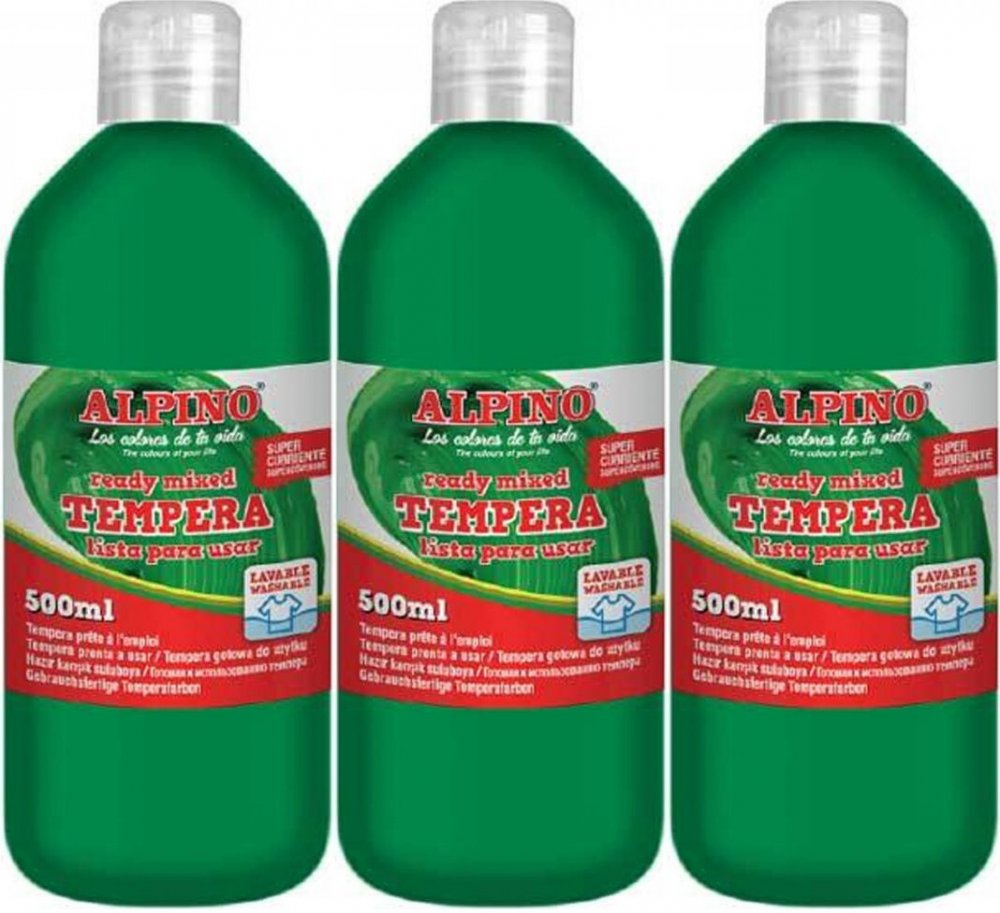 3x Farba plakatowa Alpino, w butelce, 500ml, zielony