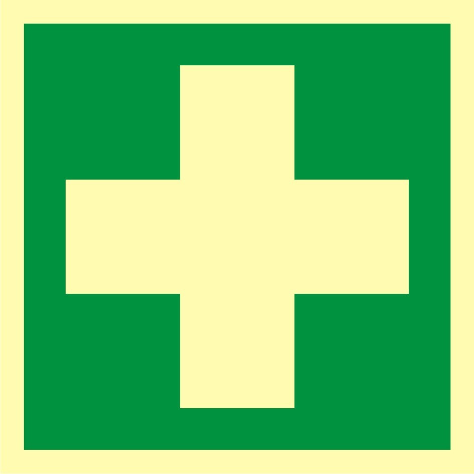 Znak informacyjny "Apteczka" (krzyż), płyta 15x15 cm