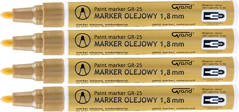 4x Marker olejowy Grand, GR-25, okrągła, 1.8mm, złoty