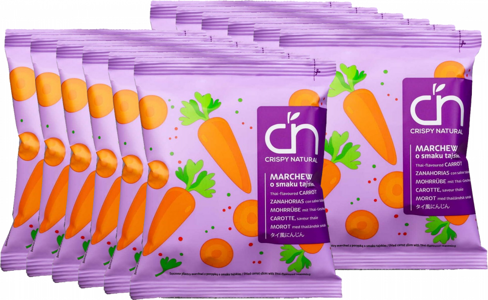 12x Chipsy z marchewki Crispy Natural, o smaku tajskim, 18g