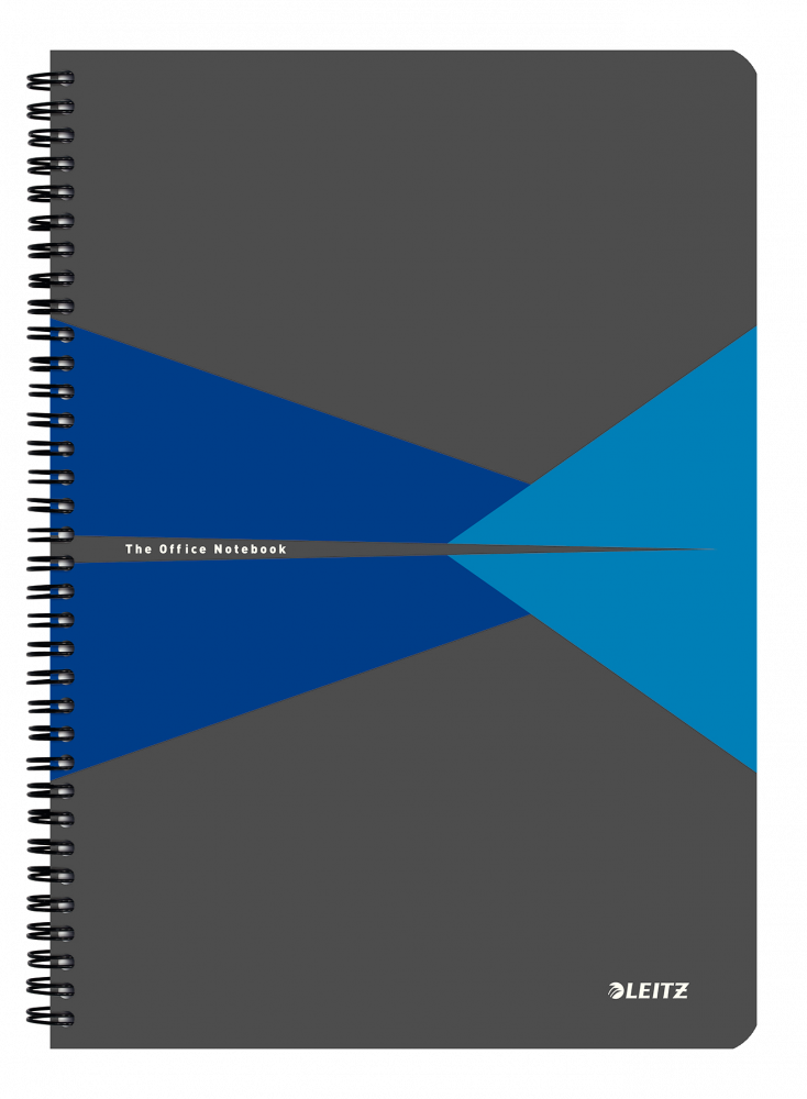 Kołonotatnik Leitz Office, A4, w kratkę, 90 kartek, okładka kartonowa, szaro-niebieski