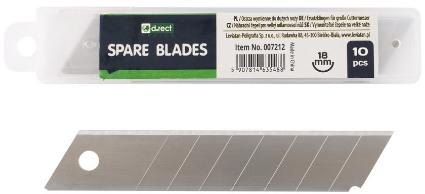Ostrza wymienne do nożyków D.Rect, 18mm, 10 sztuk