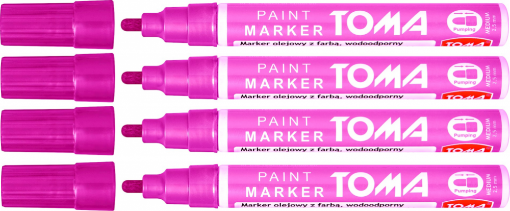 4x marker olejowy Toma TO-440, okrągła, 2.5mm, różowy