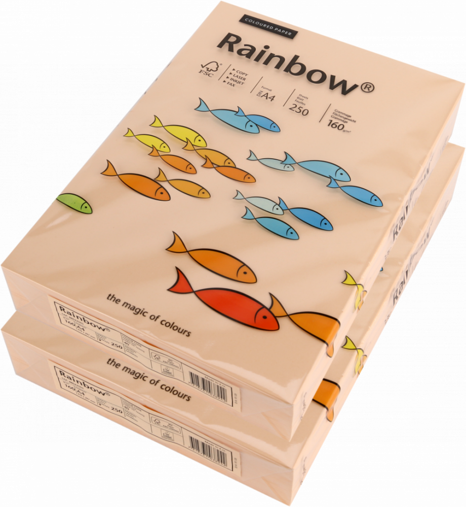 2x Papier ksero ekologiczny Rainbow, A4, 160g/m2, 250 arkuszy, łososiowy (R40)