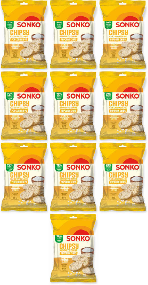 10x Chipsy kukurydziane Sonko, solone, 60g