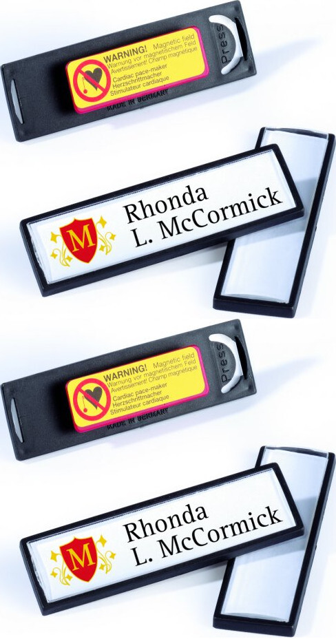 2x Identyfikator Durable Clip Card, z magnesem, 17x67mm, 25 sztuk, ramka kolor czarny