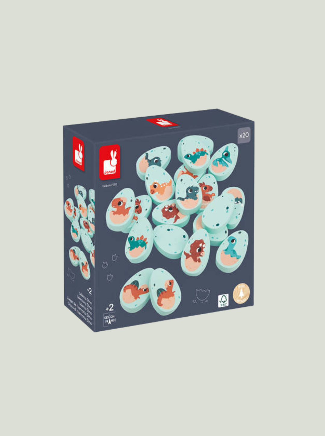 Memory drewniane Dinozaury 20 elementów 2+ JANOD