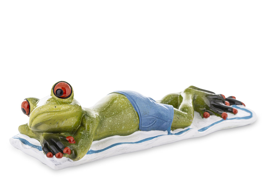 Żaba zielona ON opalajacy się na materacu 5x18cm