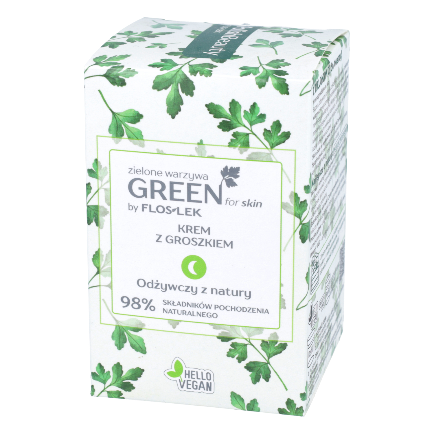 Floslek green for skin - zielone warzywa, krem z groszkiem na noc, 50 ml